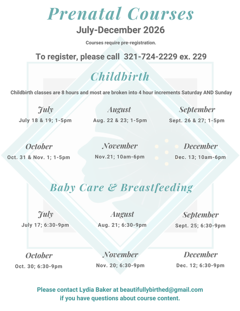 Prenatal Courses Class Schedules